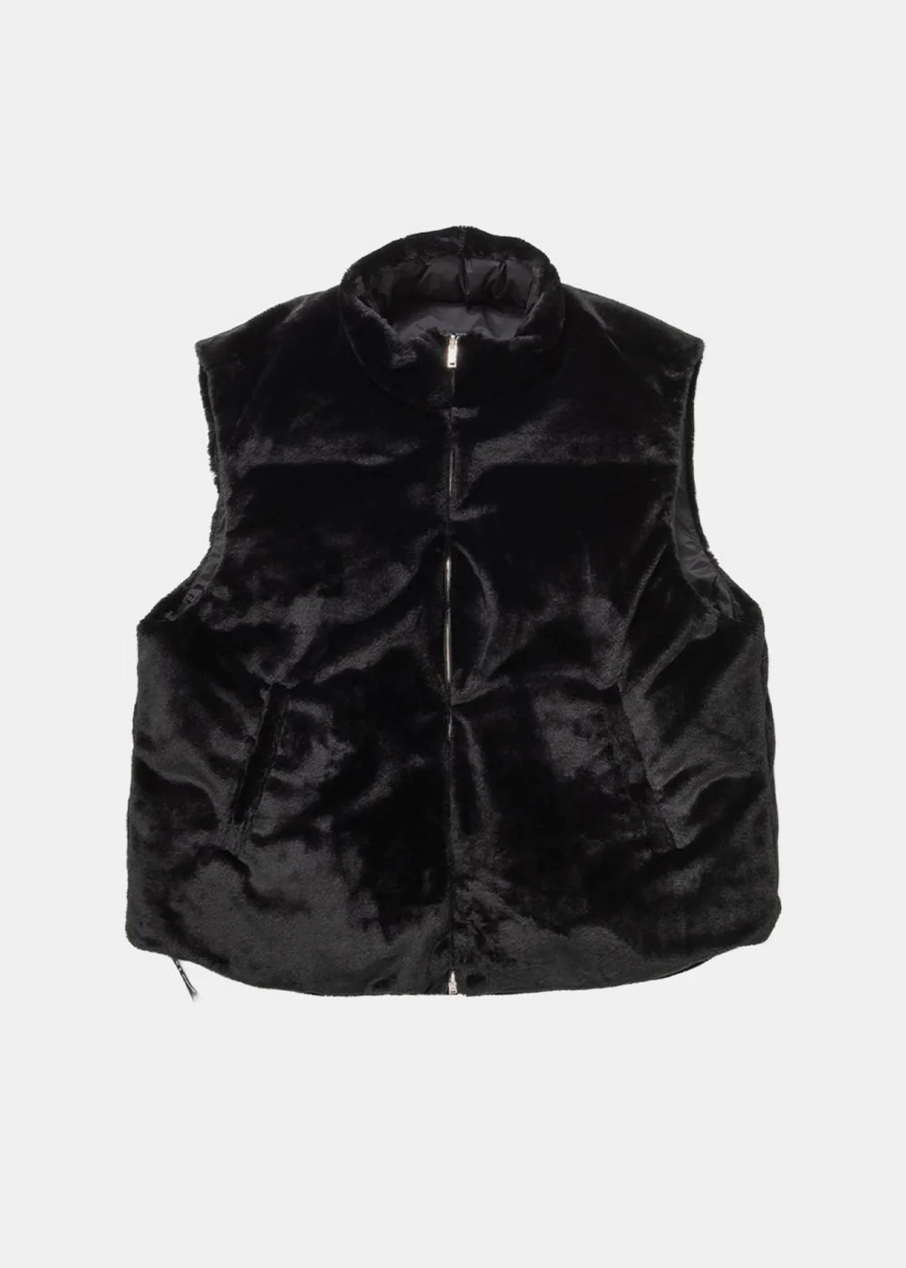 Black Reversible Down Vest - 1