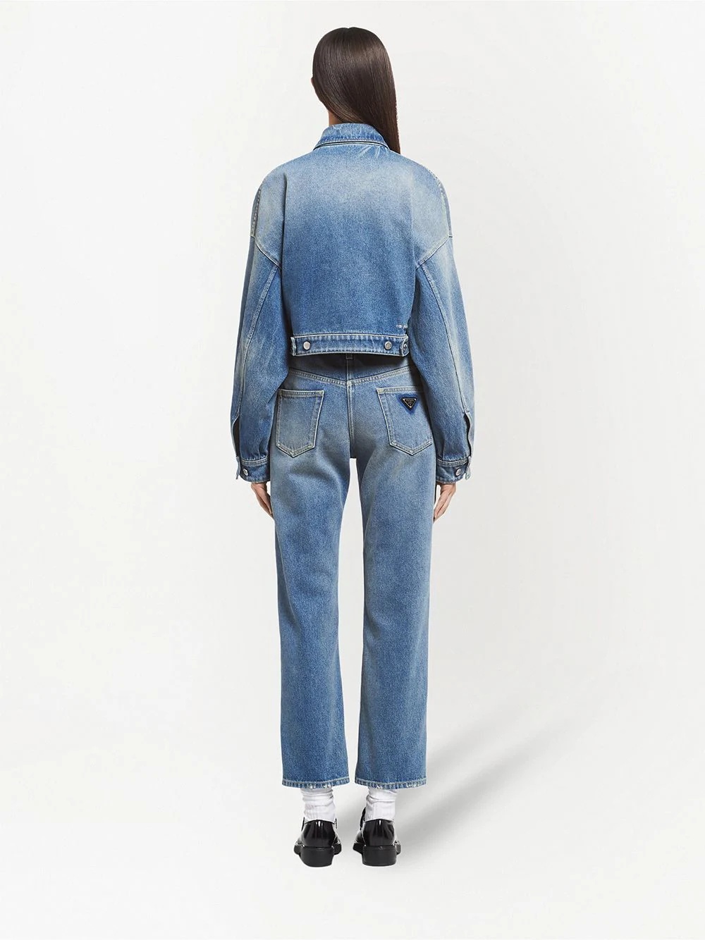 cropped organic-denim jacket - 4