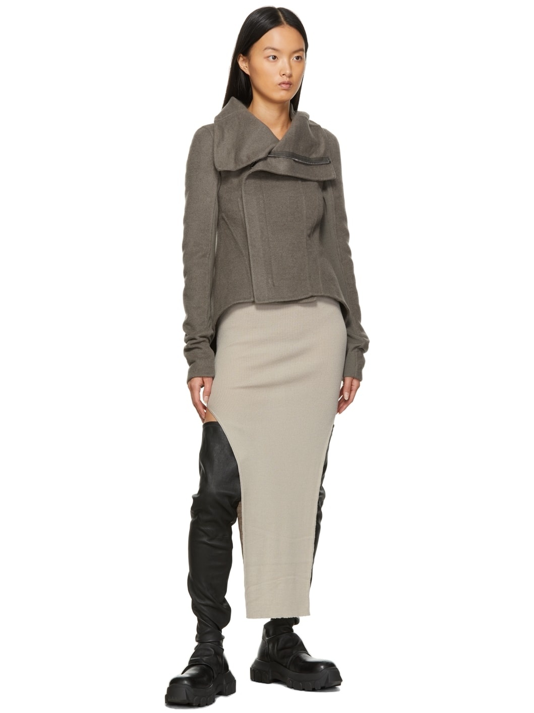 Brown Cashmere Naska Biker Jacket - 4