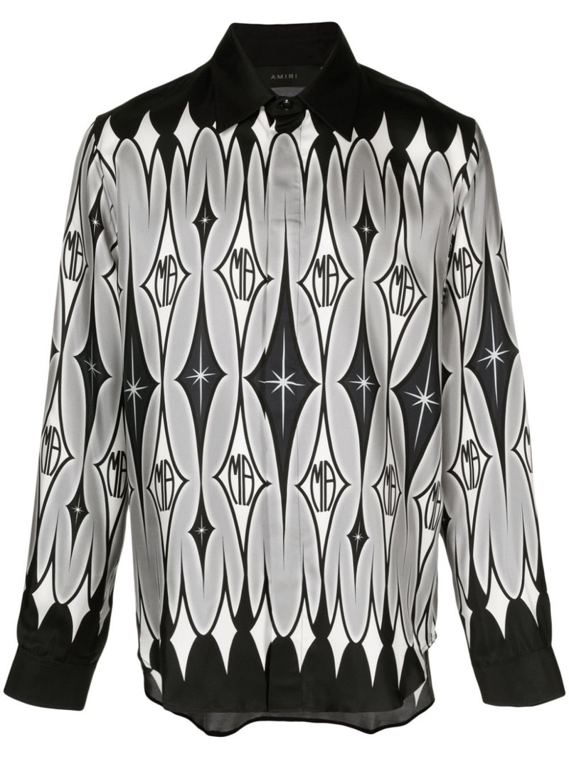 graphic-print silk shirt 1