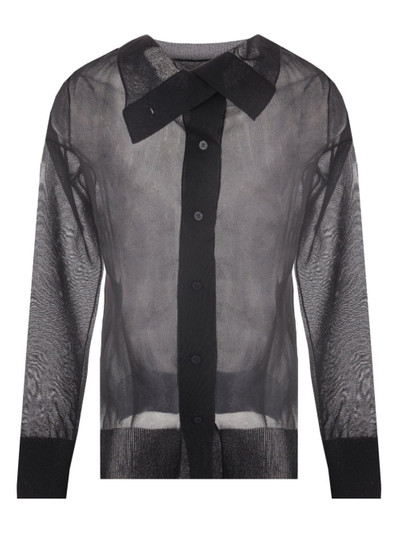 Yohji Yamamoto semi-sheer asymmetric-neck cardigan outlook