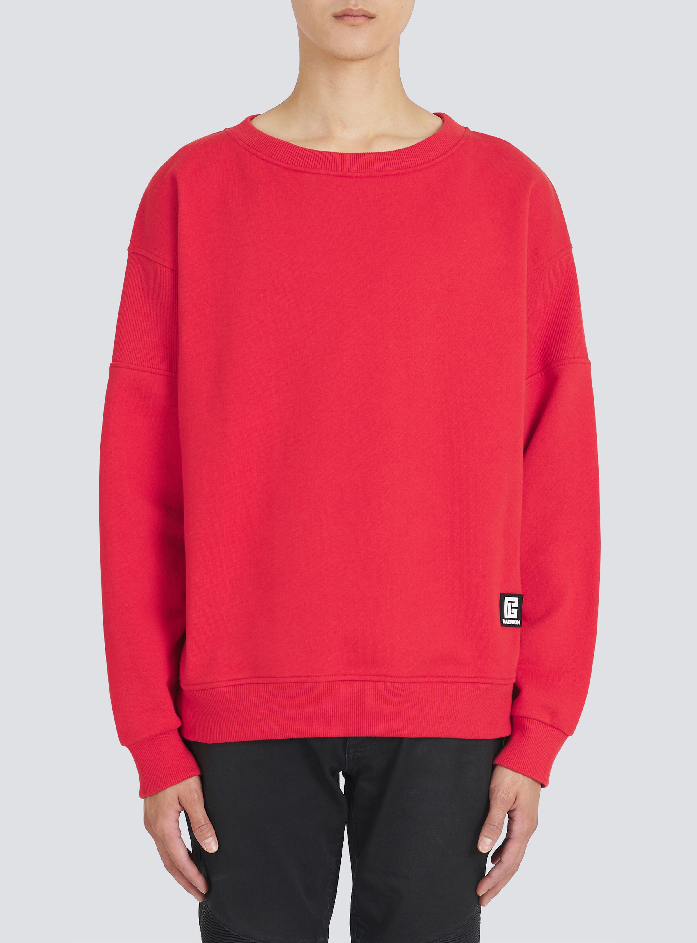 Eco-designed cotton sweatshirt with Balmain logo print - 6