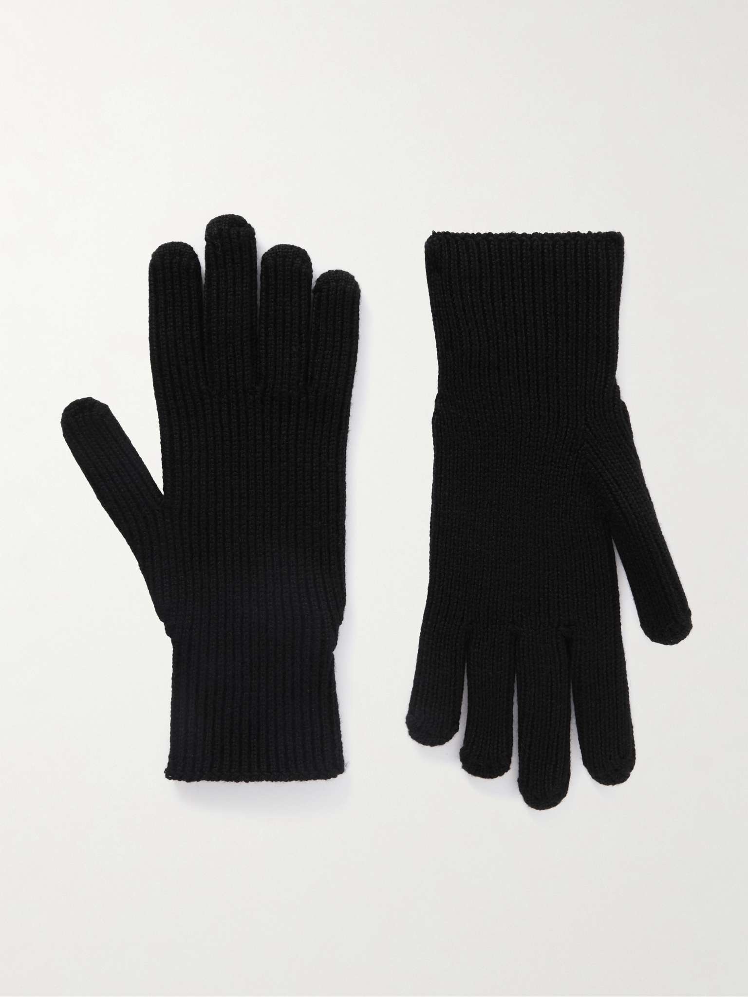 Logo-Appliquéd Ribbed Virgin Wool Gloves - 1