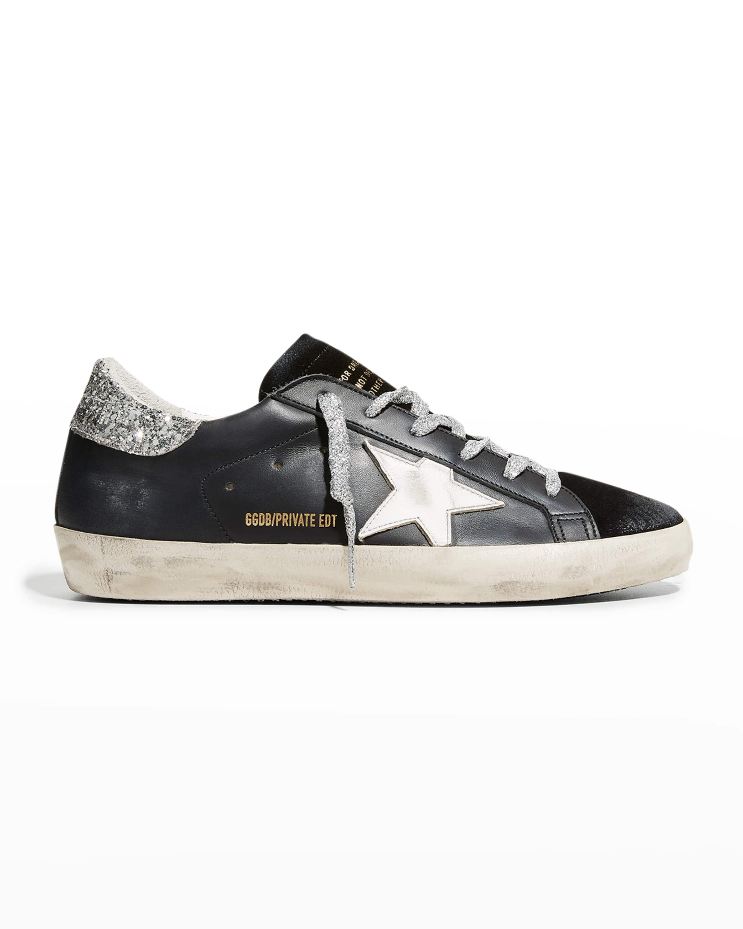 Superstar Leather Glitter Low-Top Sneakers - 1