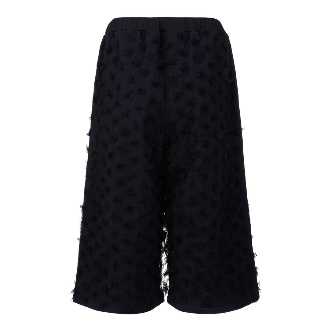 Black Floral Mesh Layered Bermuda Shorts - 2
