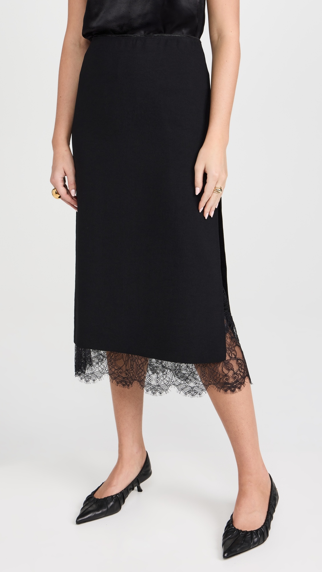 Lace Paneled Straight Skirt - 6