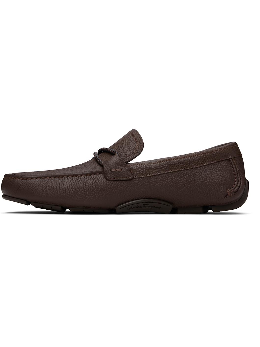 Brown Gancini Ornament Driver Loafers - 3