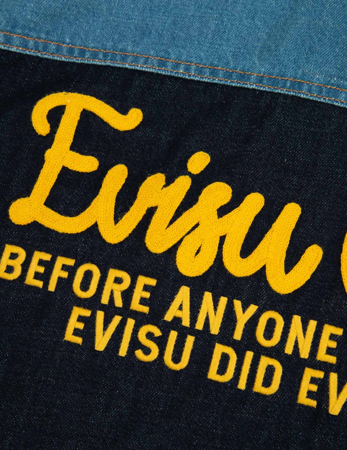 Vintage Handwritten Logo Embroidered Denim Shirt Jacket - 14