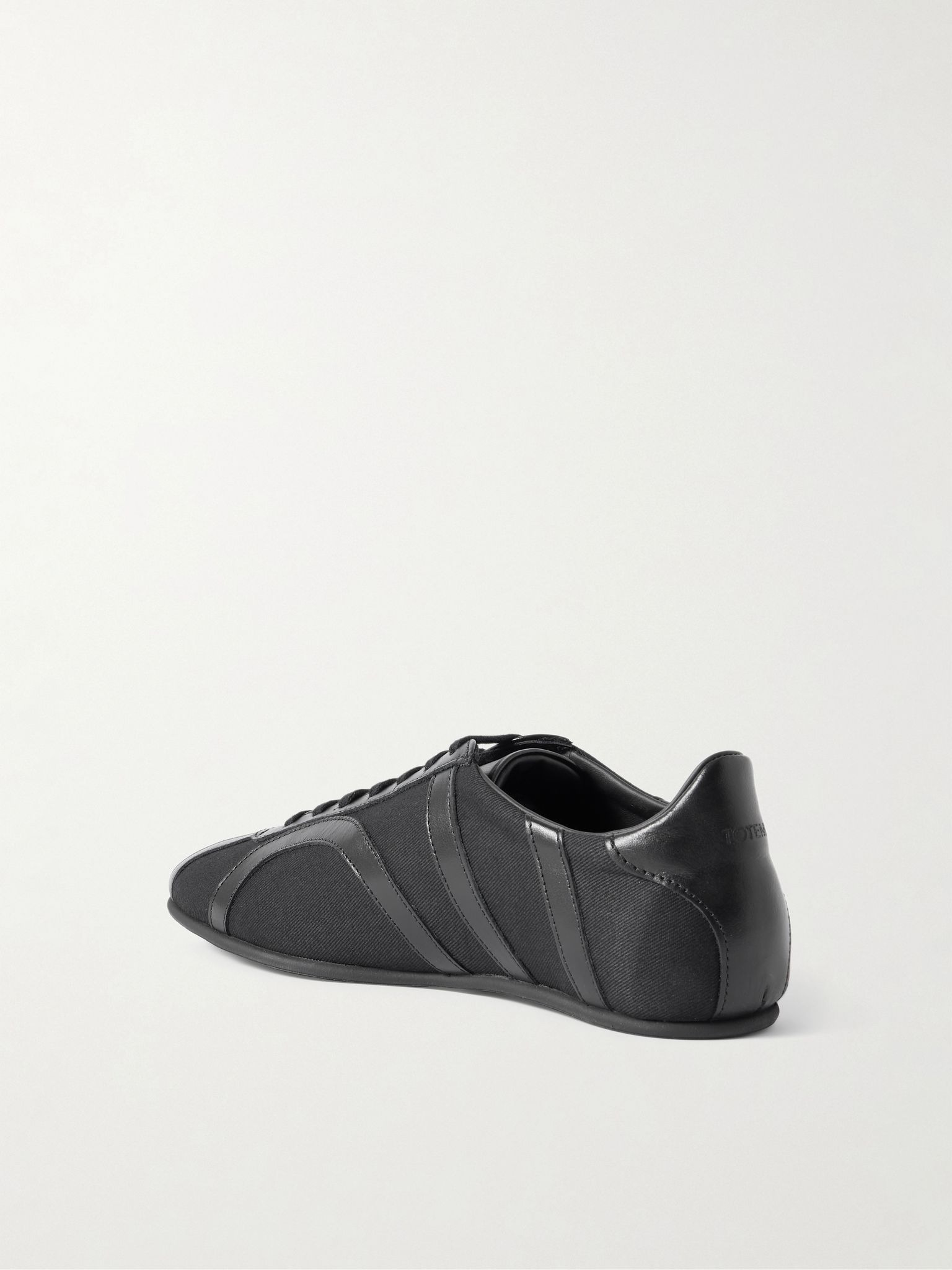 Leather-trimmed cotton-canvas sneakers Black - 3