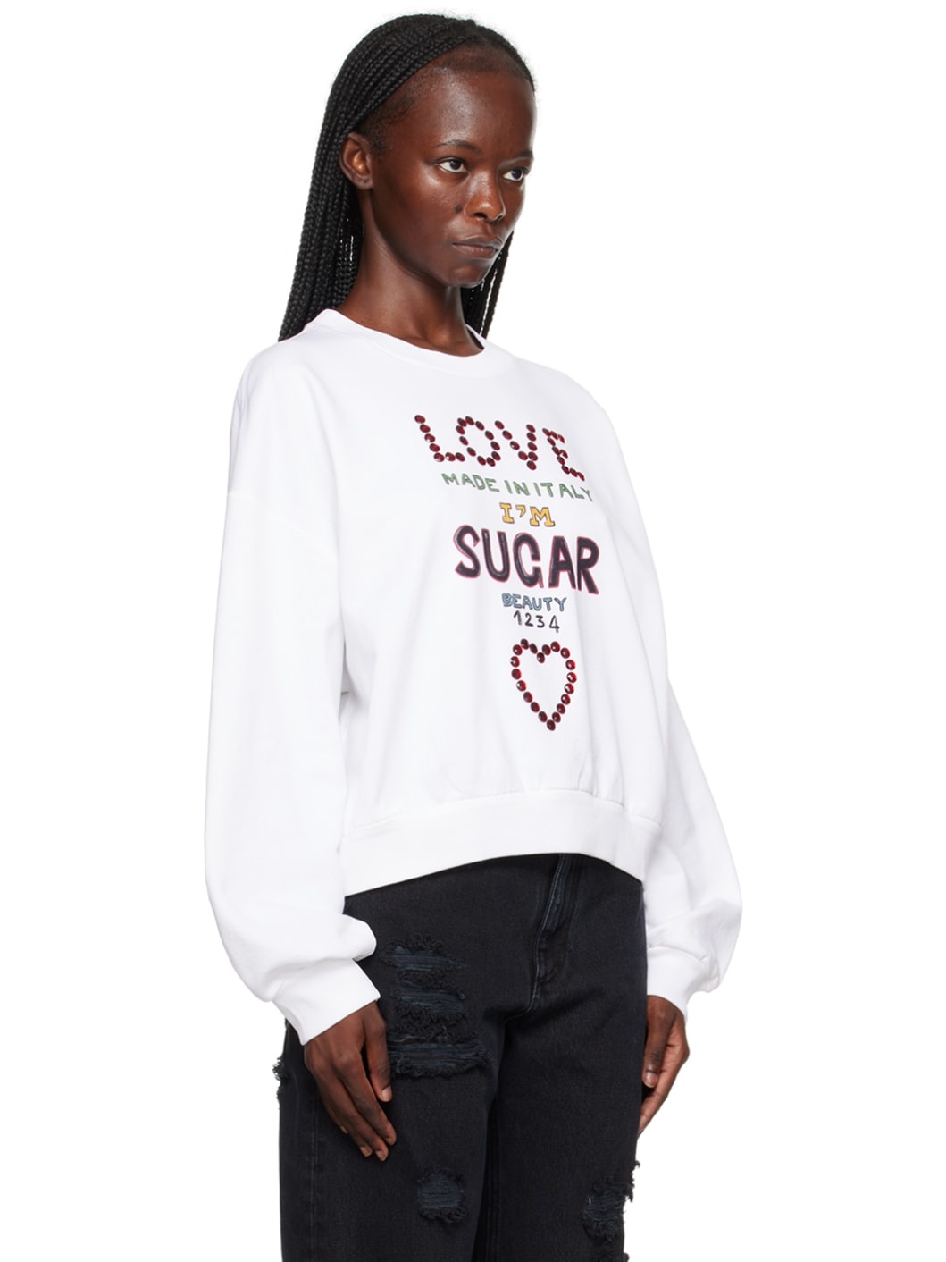 White Crystal-Cut Sweatshirt - 2