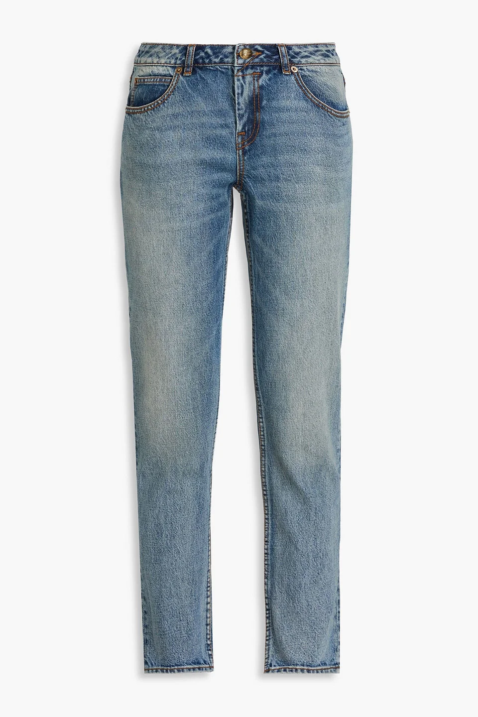 Faded mid-rise tapered jeans - 1