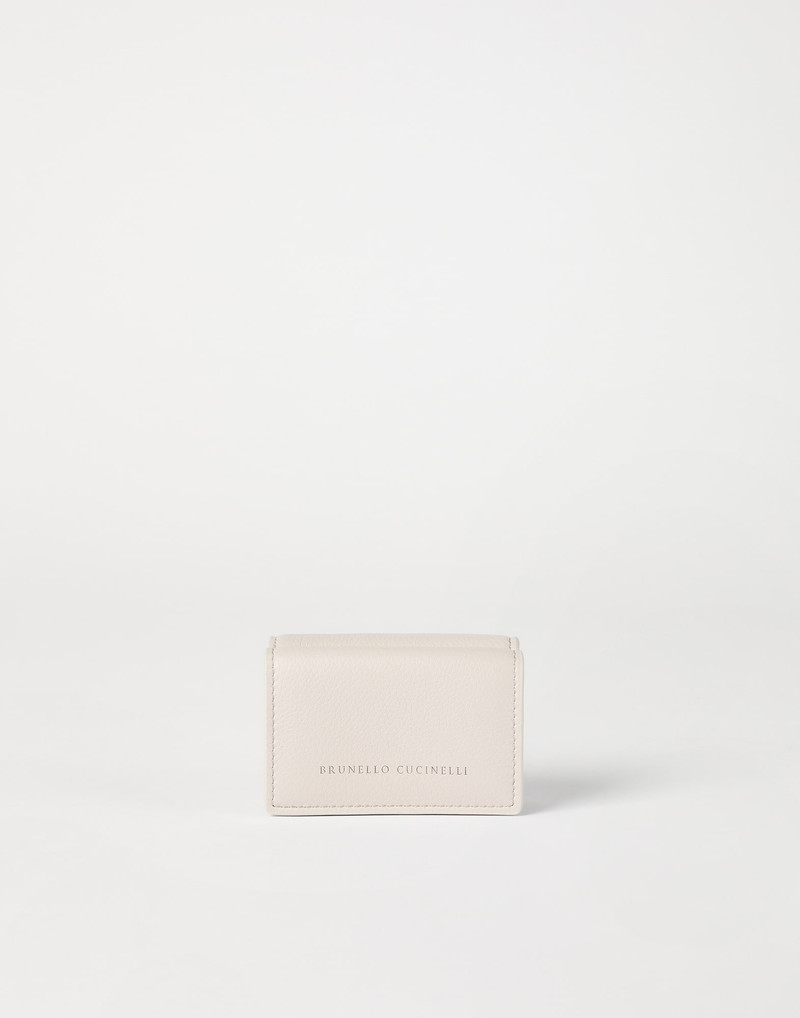 Grained leather trifold wallet 1