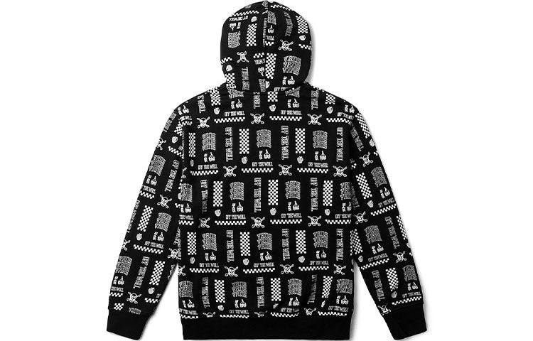 (WMNS) Vans Printed Long Sleeve Hoodie 'Black White' VN0A4UTVZFP - 2