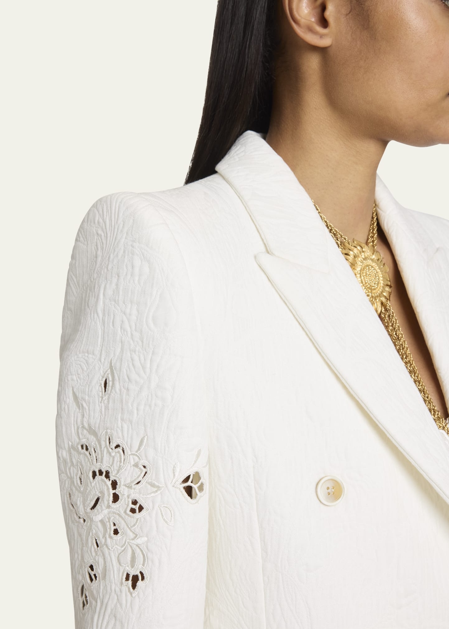 Embroidered Spongy Jacquard Jacket - 5