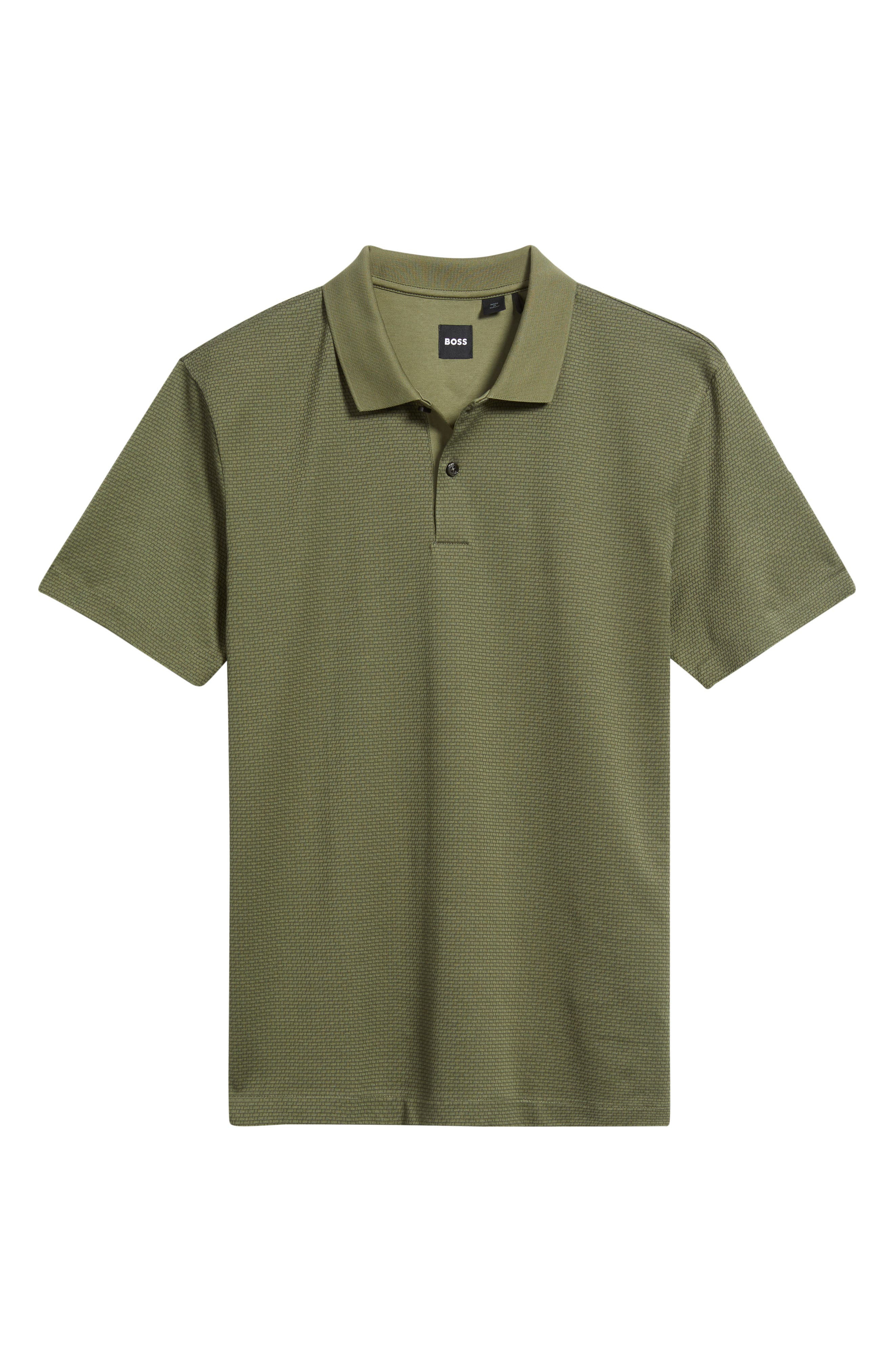BOSS Parlay Geo Pattern Cotton Polo in Medium Green at Nordstrom - 5