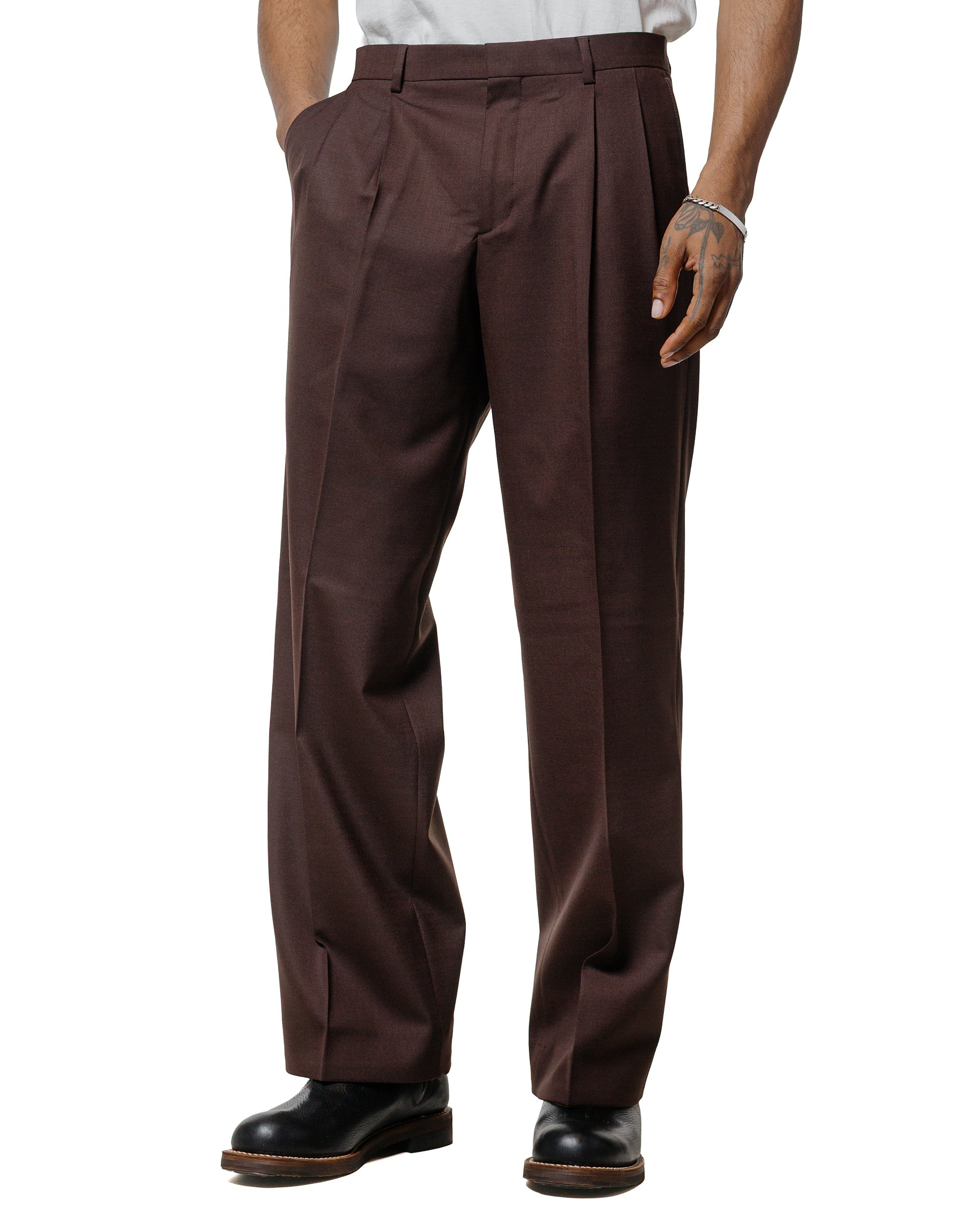 Wide Pleated Trouser Brown - 2