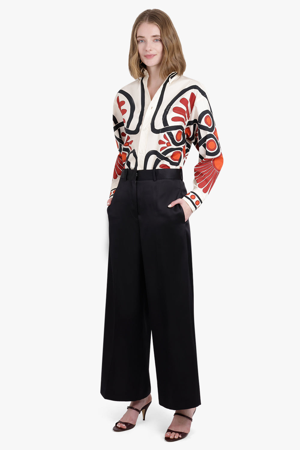 TWILL WIDE LEG TAILORED TROUSERS | BLACK - 2