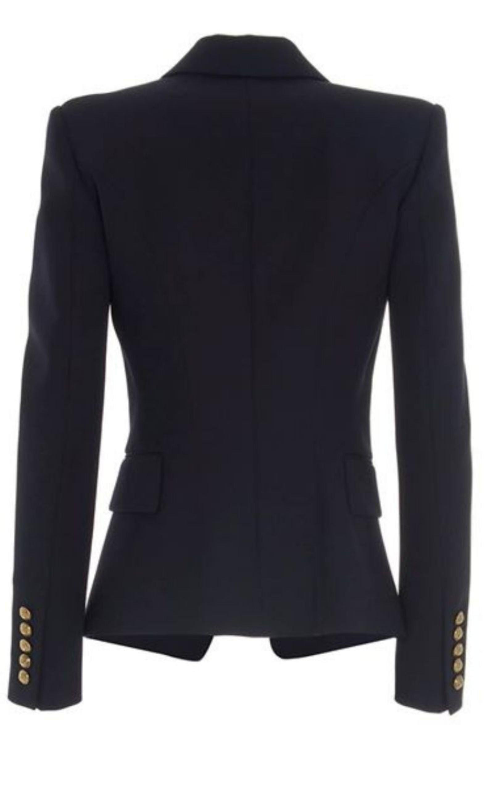 Black Double-Breasted Blazer Jacket - 5