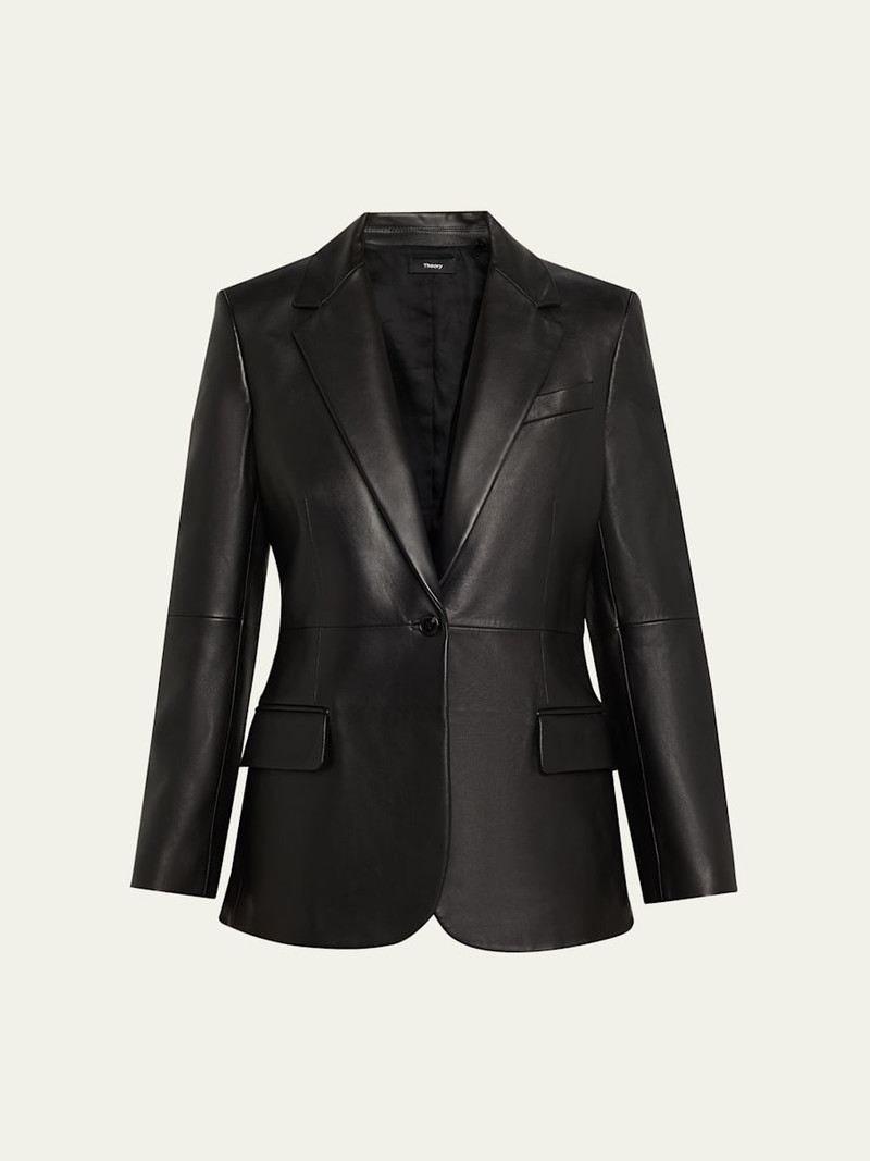 Lynnia Lambskin Leather Blazer 1