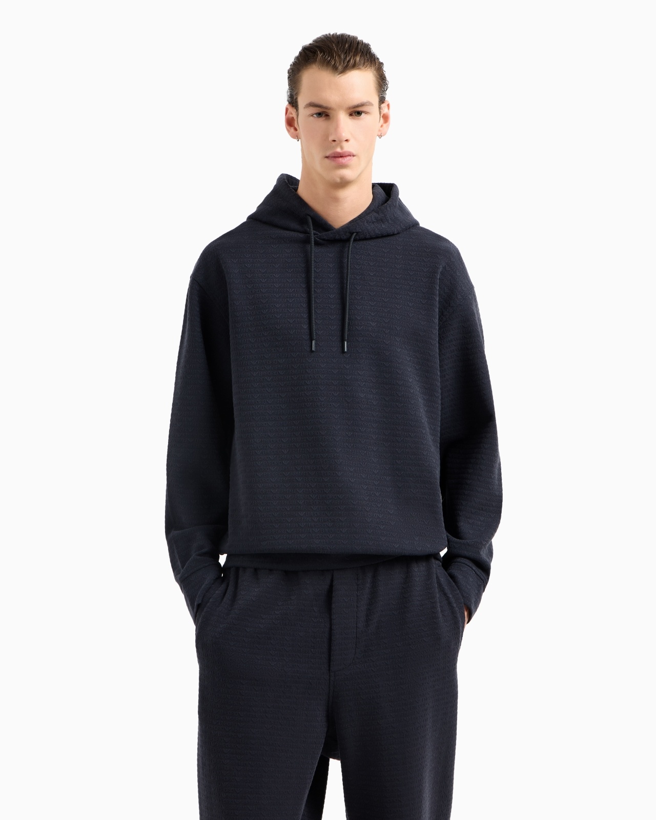 ASV JERSEY-LYOCELL BLEND HOODED SWEATSHIRT WITH ALL-OVER LETTERING - 2