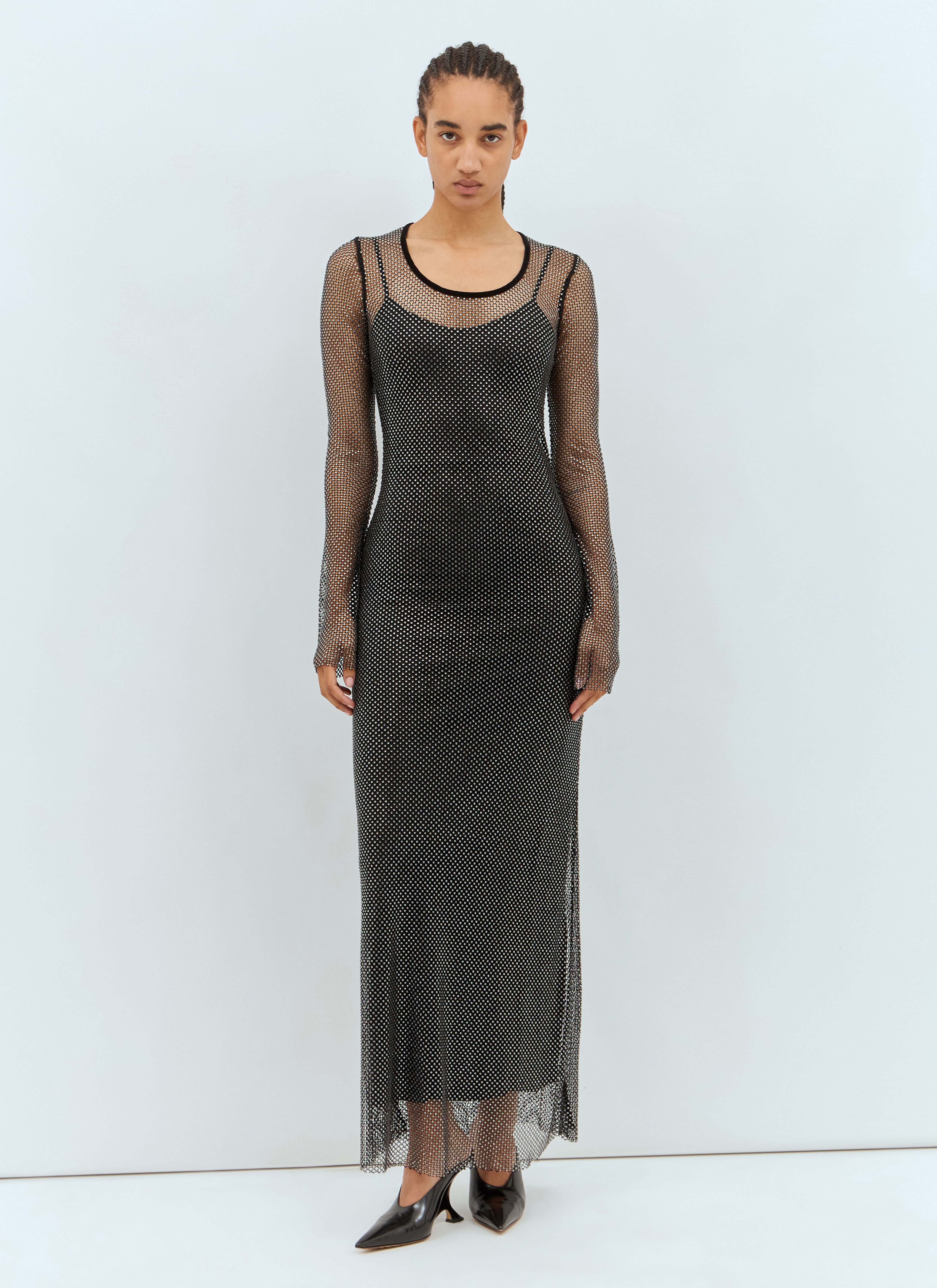 Rhinestone Tulle Maxi Dress - 1