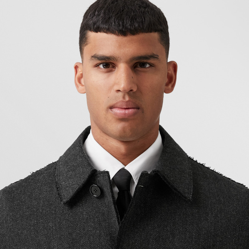 Burberry Raw-edged Herringbone Wool Blend Car Coat outlook