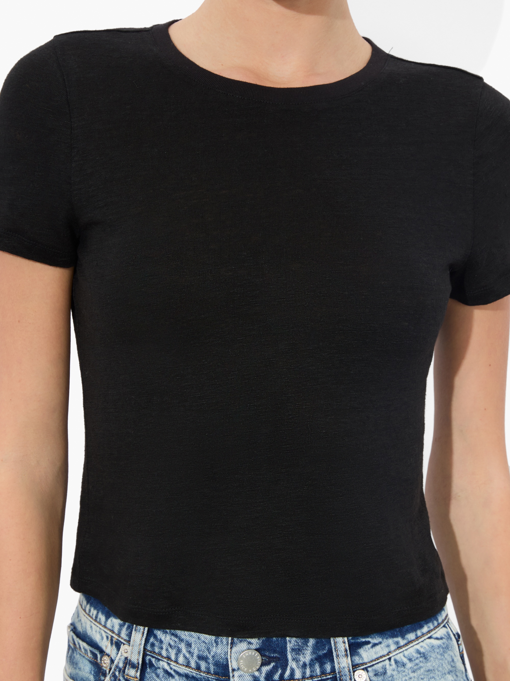 CINDY CROPPED LINEN TEE - 5