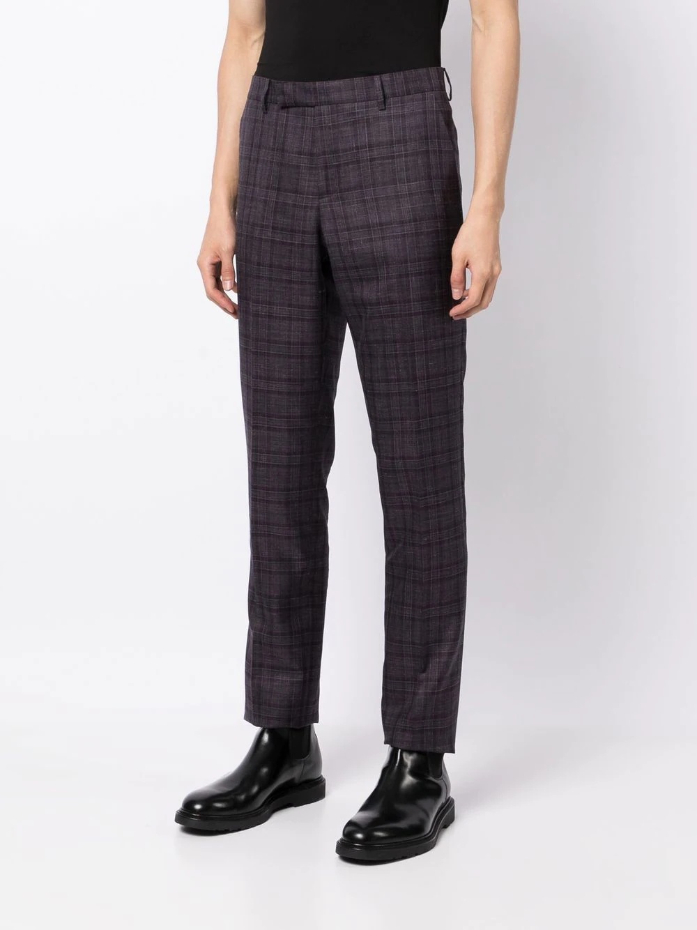 check-pattern straight-leg trousers - 3