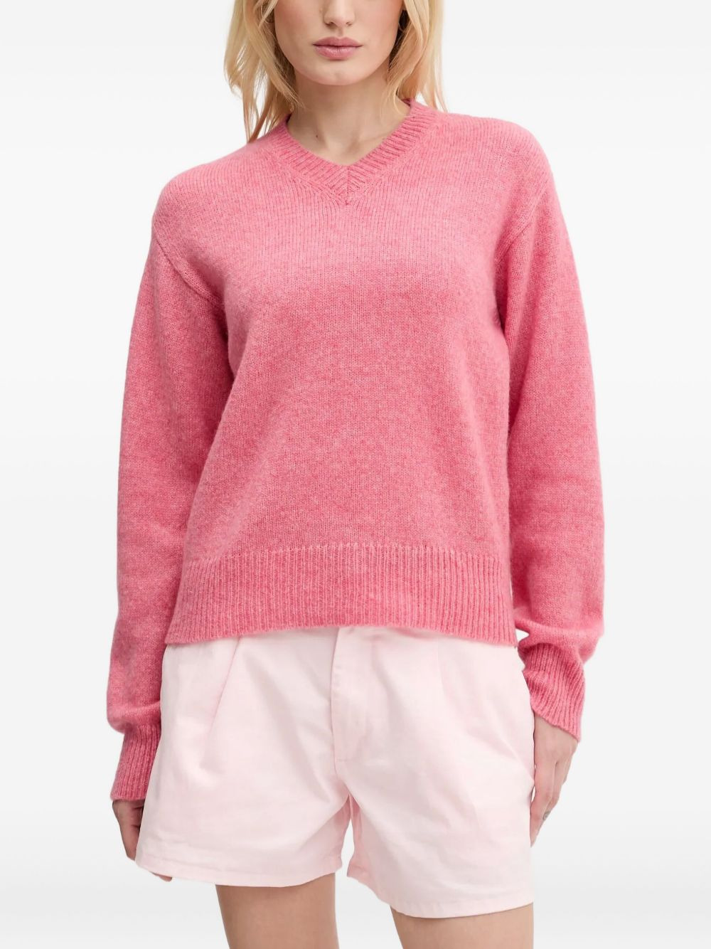 logo-intarsia V-neck sweater - 1
