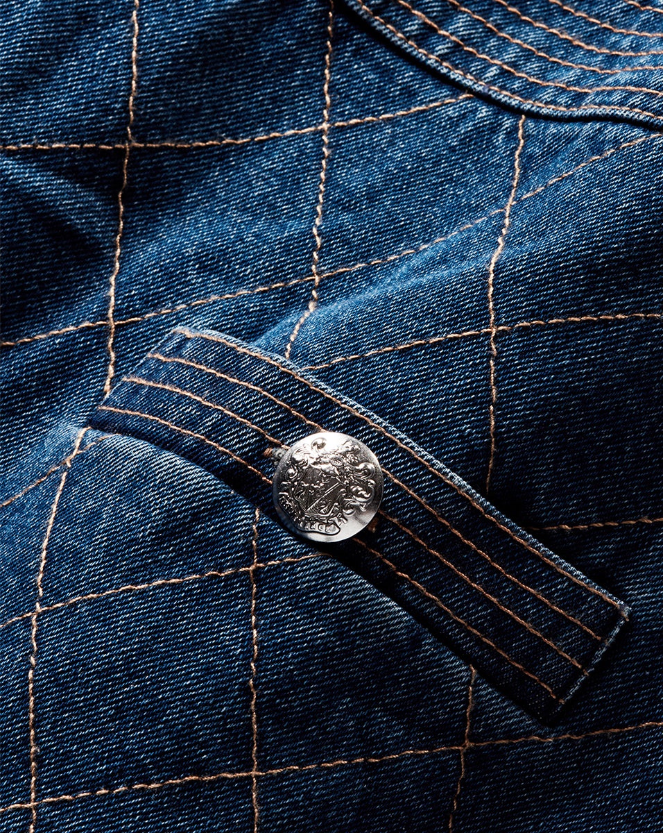 GINNY QUILTED DENIM DRESS - 4