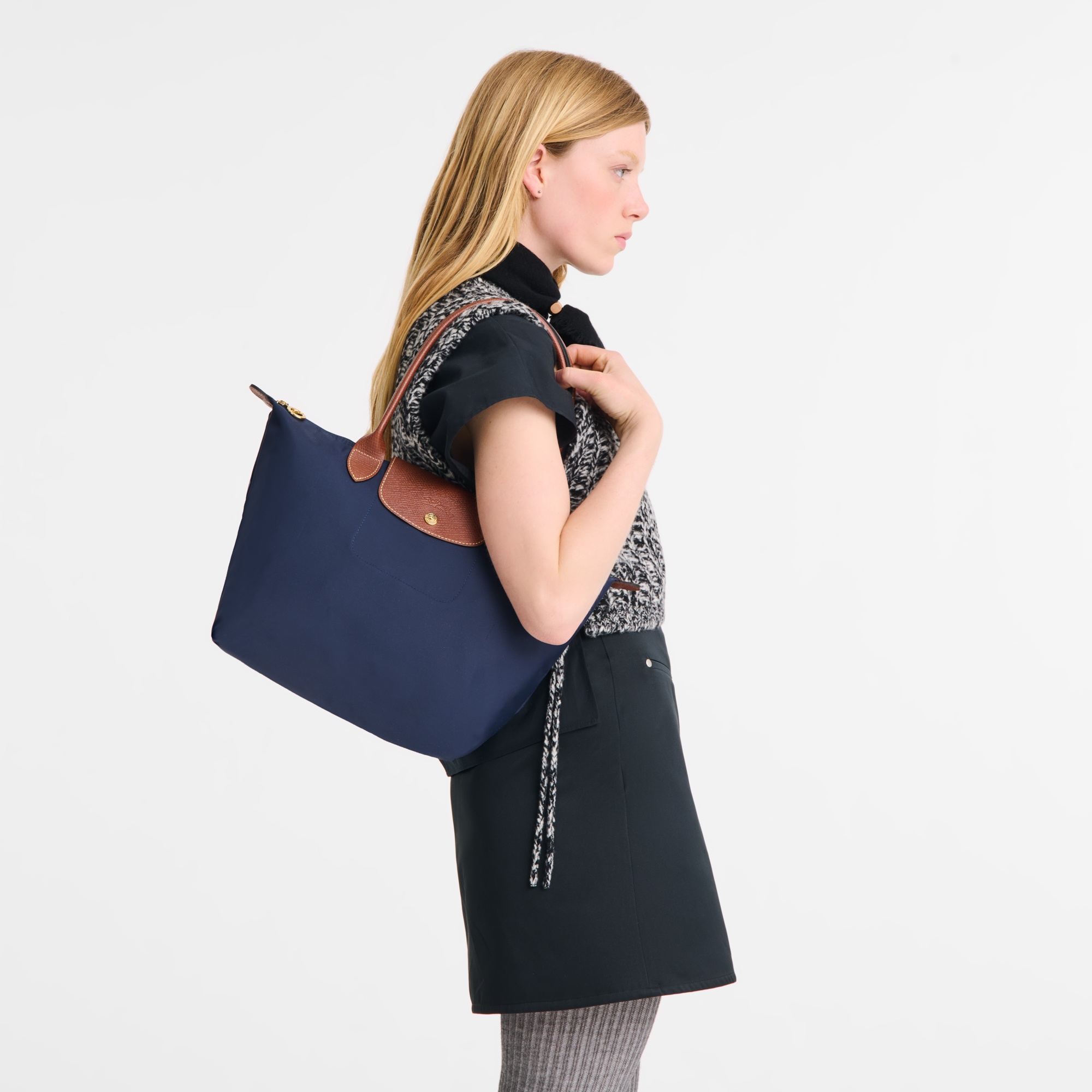 バッグ・カバンその他 Longchamp Navy blue Le Pliage Original M bag Le Pliage Original M Tote bag Navy - Recycled canvas