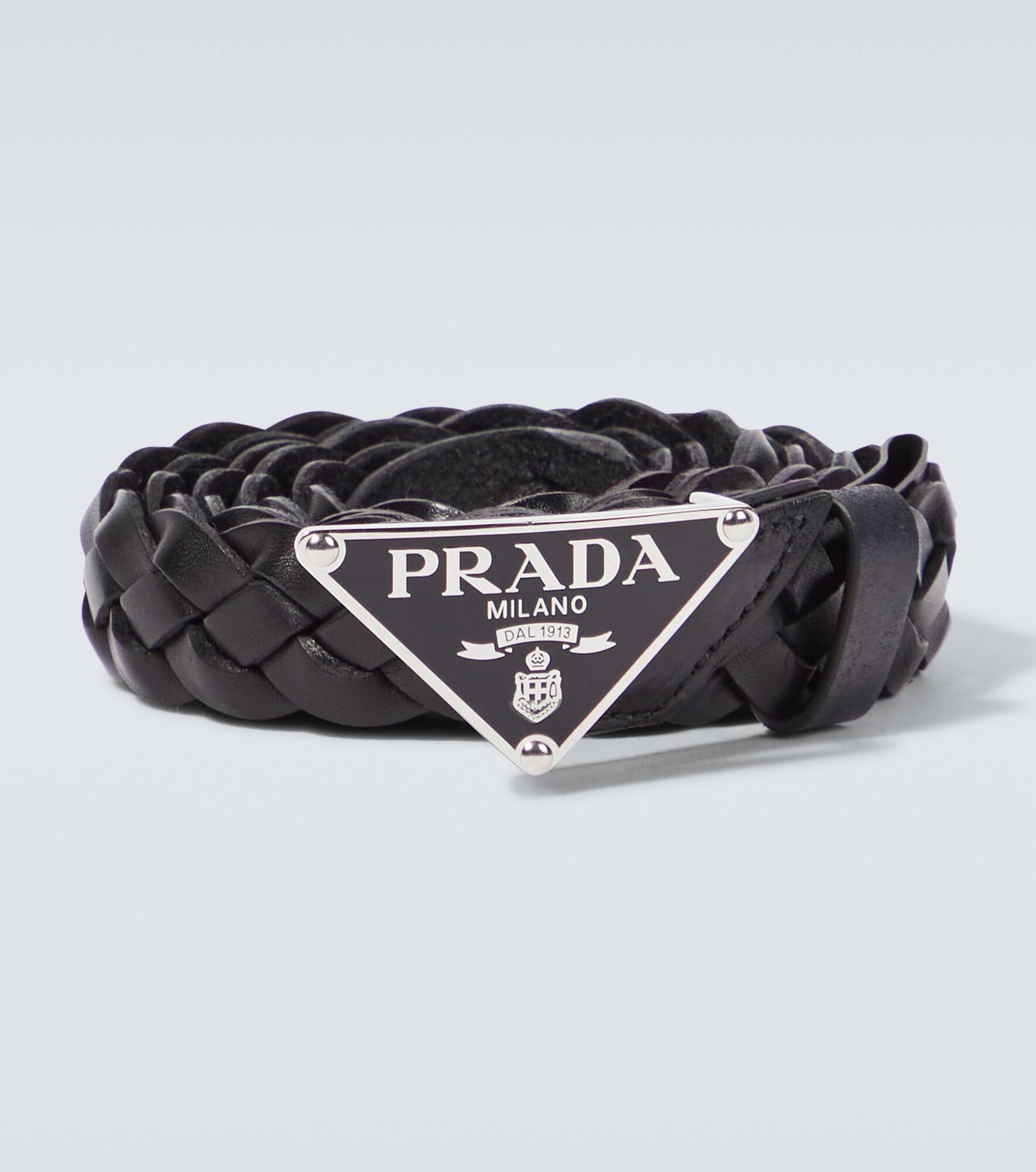 Logo woven leather belt - 1