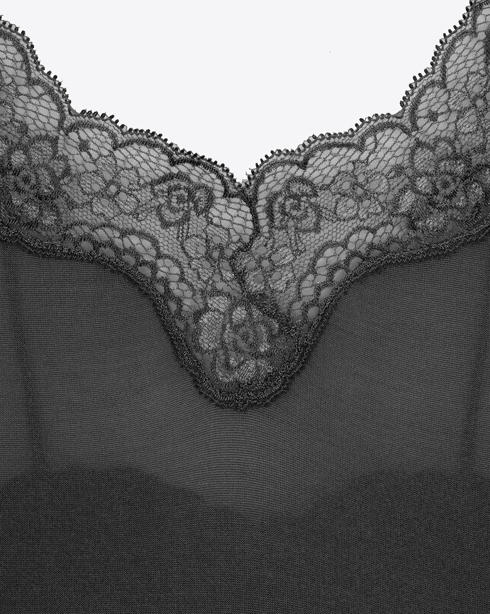 Lace-trimmed jersey voile camisole - 5