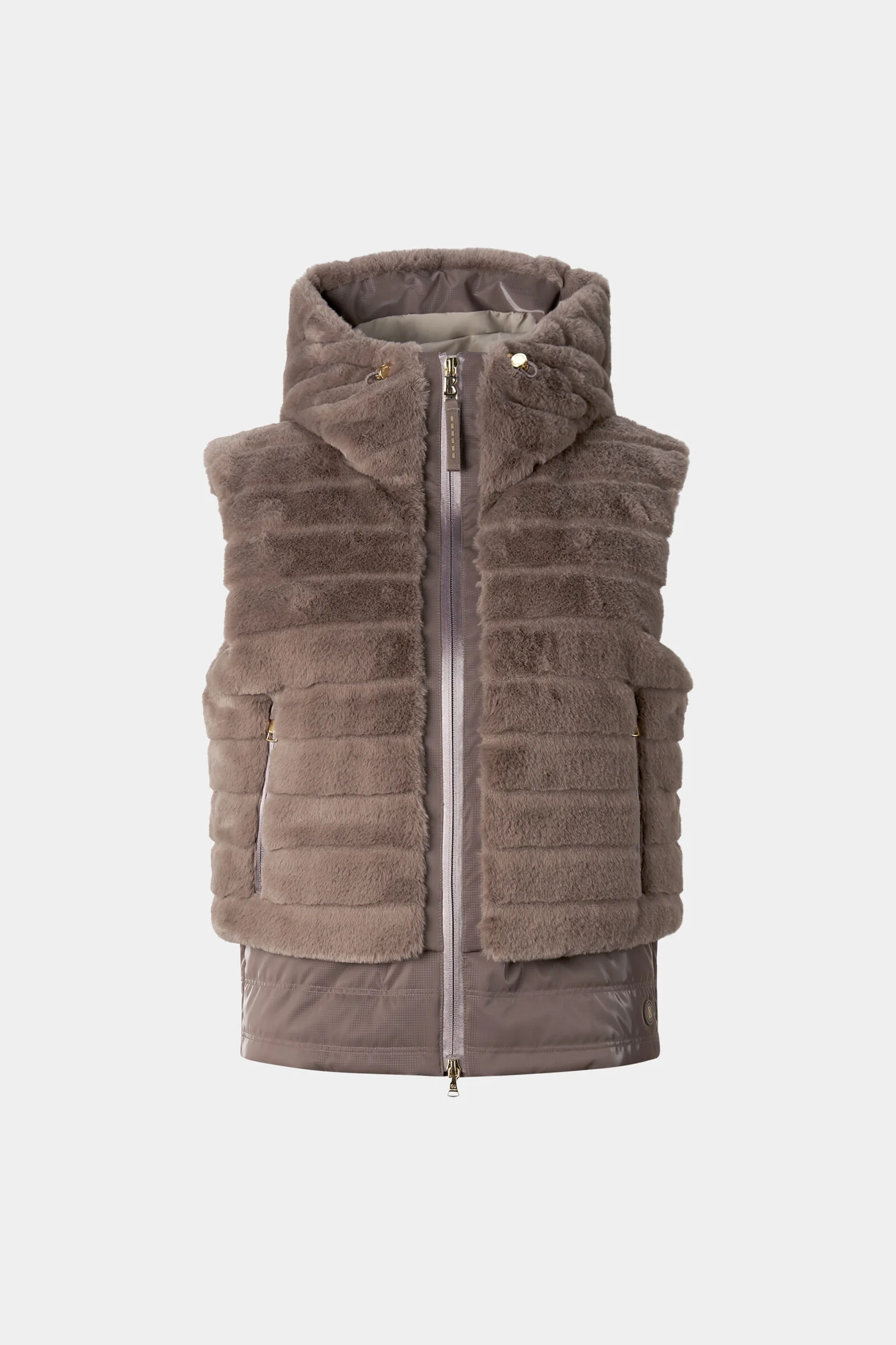 Manda Faux Fur Down Vest in Hazel - 1