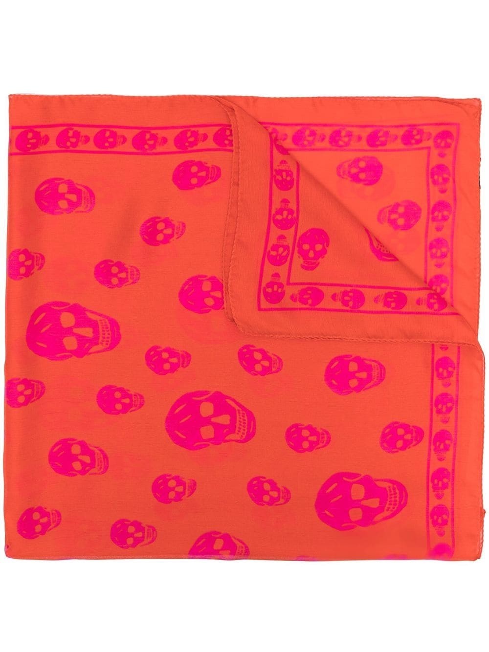 Skull-print silk scarf - 1