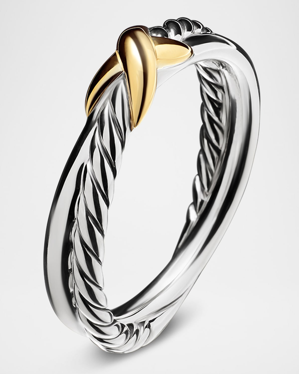 Petite X Ring in Silver with 18K Gold, 4mm - 3