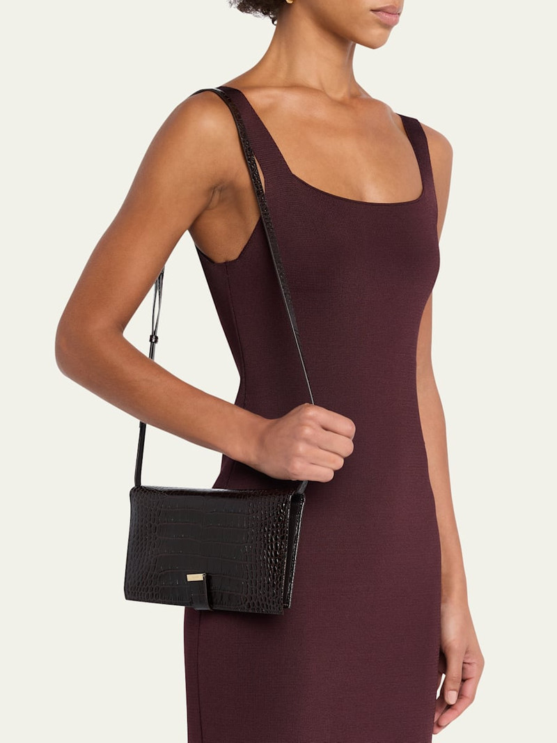 TOM FORD Organizer Shoulder Bag in Croc-Embossed Leather outlook