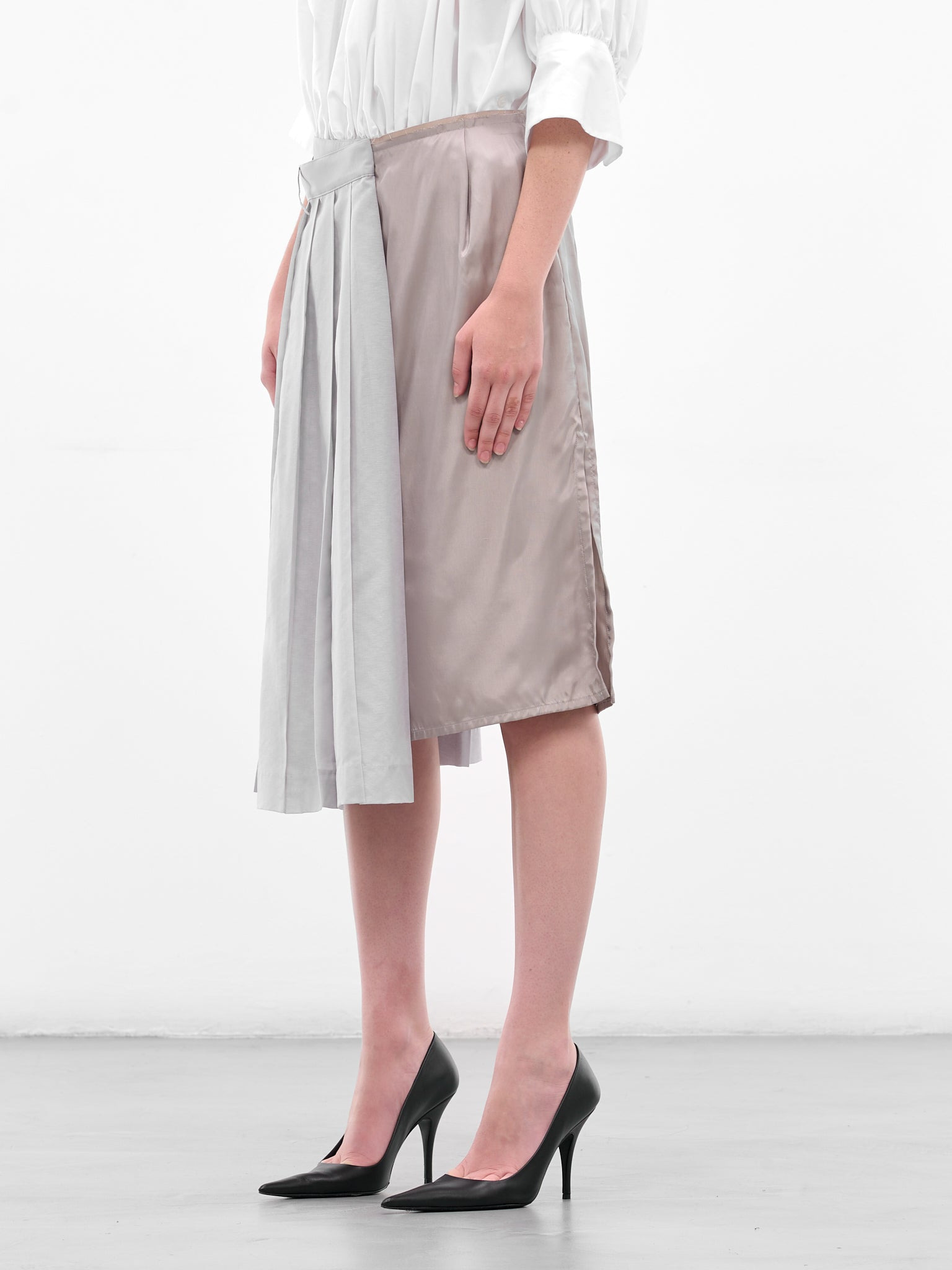 Gray Deconstructed Asymmetric Midi Skirt - 2