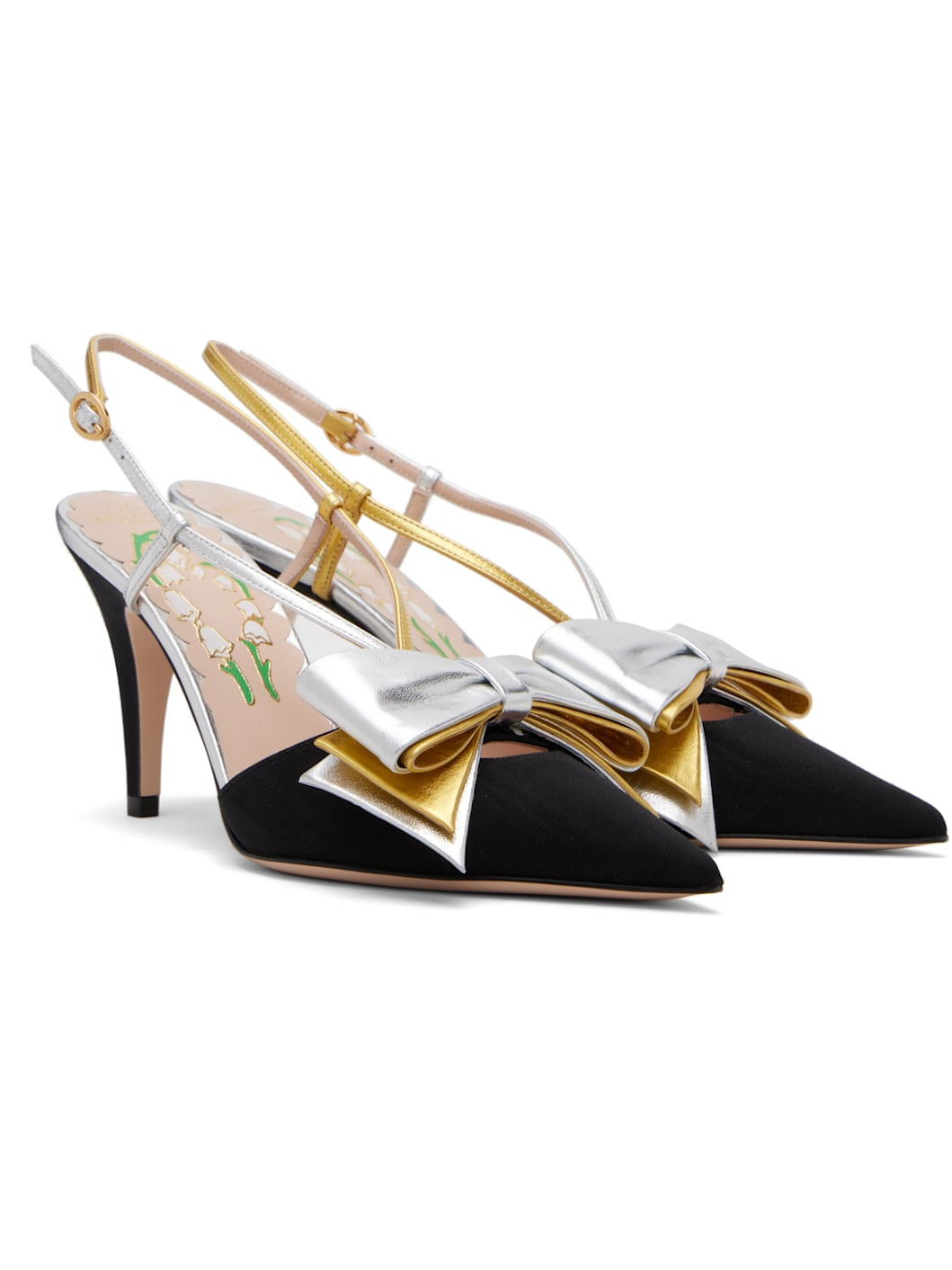 Multicolor Bowow Slingback Heels - 4