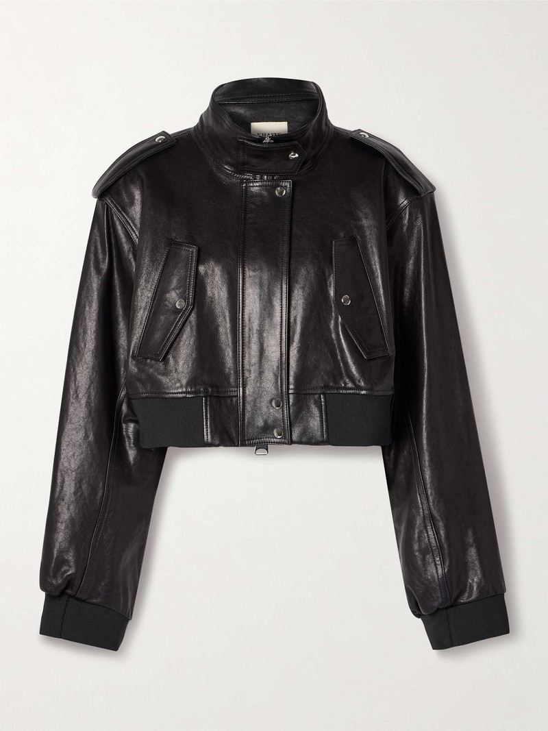 Kember cropped leather bomber jacket 1