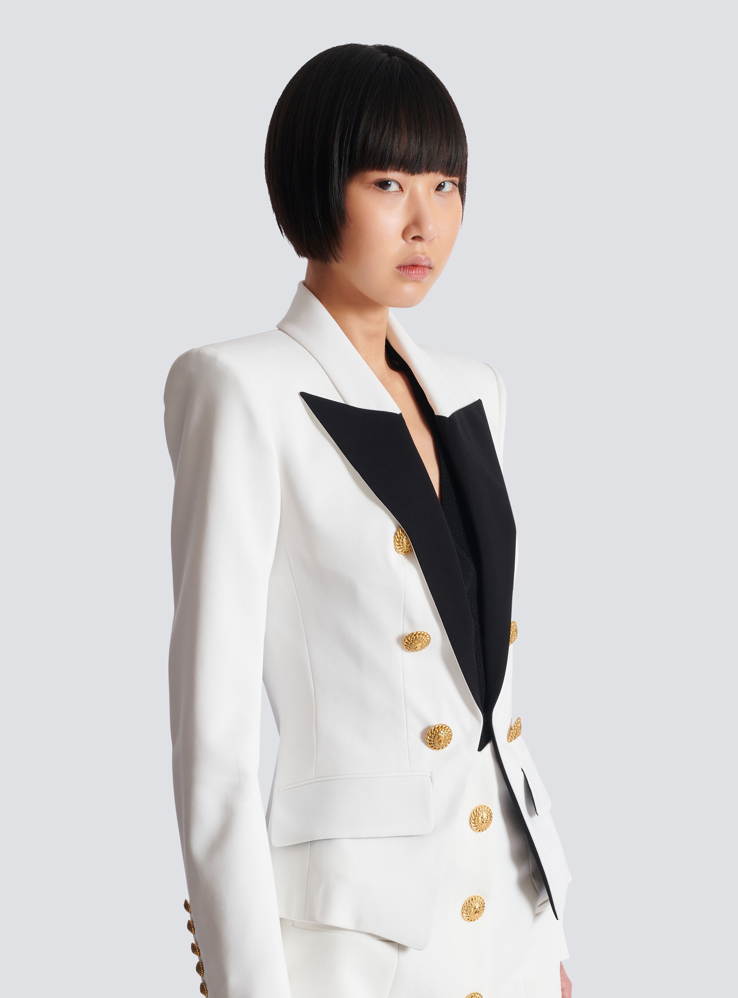 6-button two-tone jacket - 7