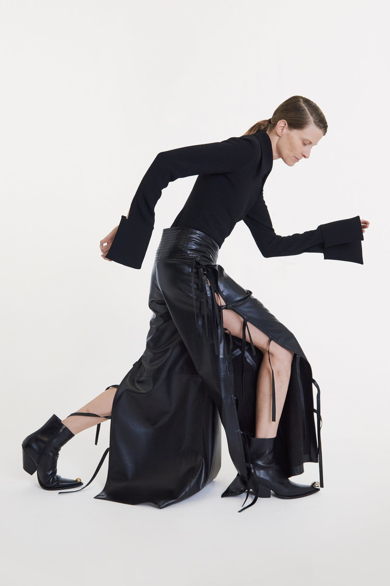 A.W.A.K.E. MODE WIDE LEG PANTS WITH SIDE TIES BLACK outlook