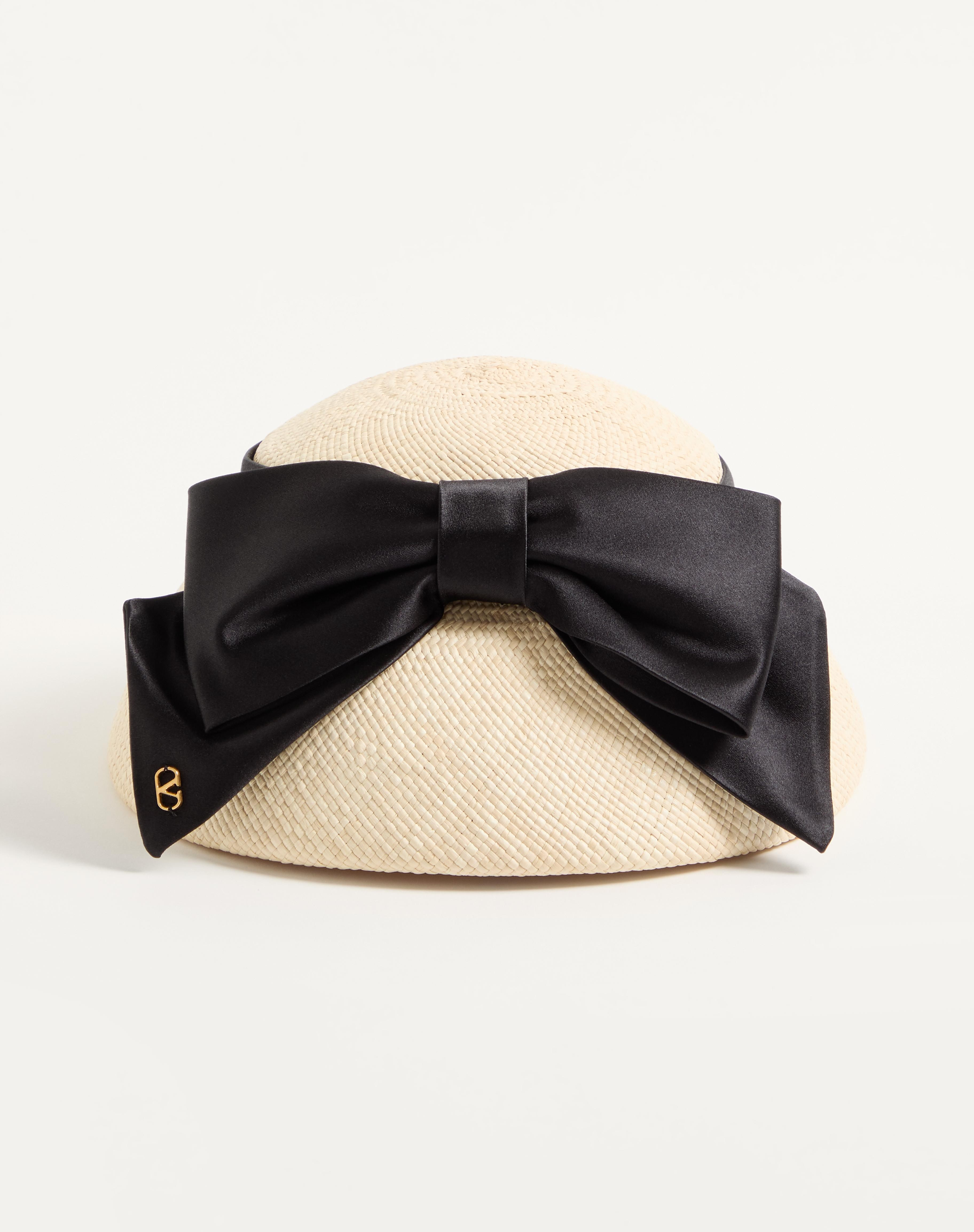 VLOGO SIGNATURE PANAMA BUCKET HAT WITH SATIN BOW - 1