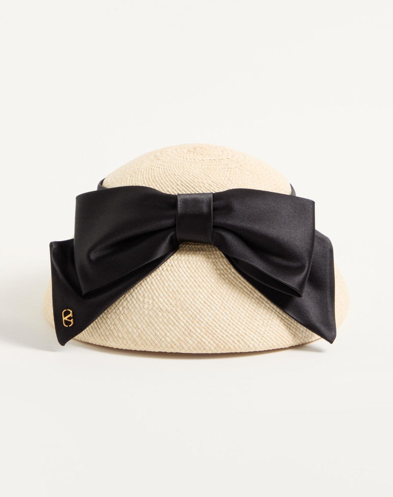 VLOGO SIGNATURE PANAMA BUCKET HAT WITH SATIN BOW 1