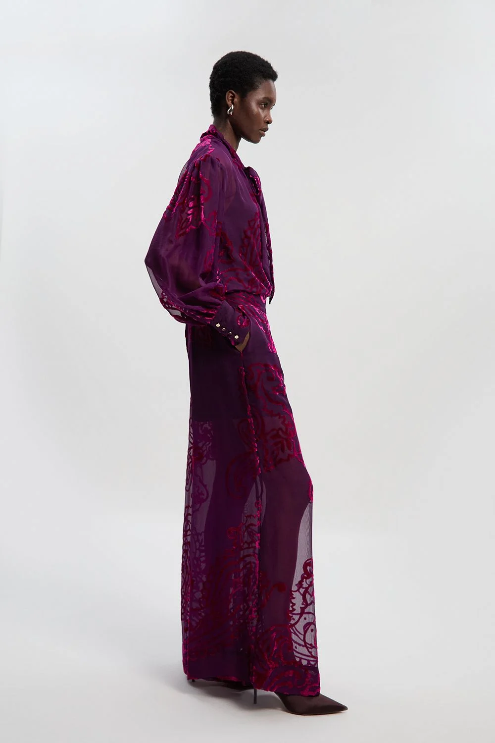 Paisley Devore Woven Wide Leg Trouser - 1