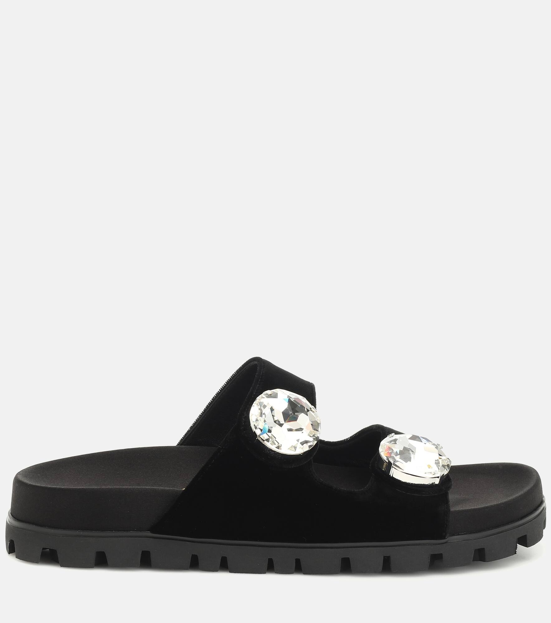 Embellished velvet sandals - 5