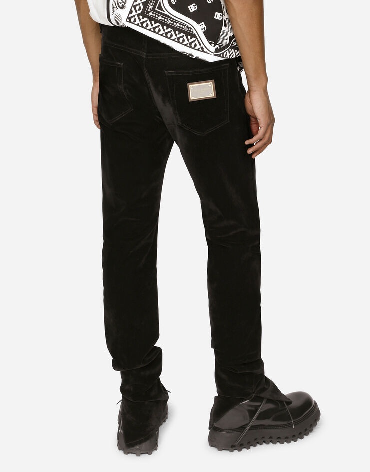Slim-fit flocked black stretch jeans - 4
