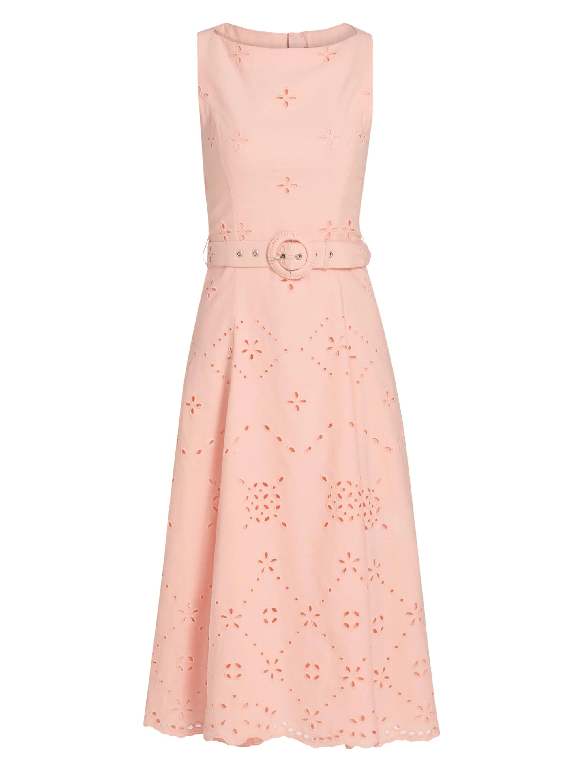 Women's Eyelet Embroidered A-Line Midi-Dress - Peach - 1