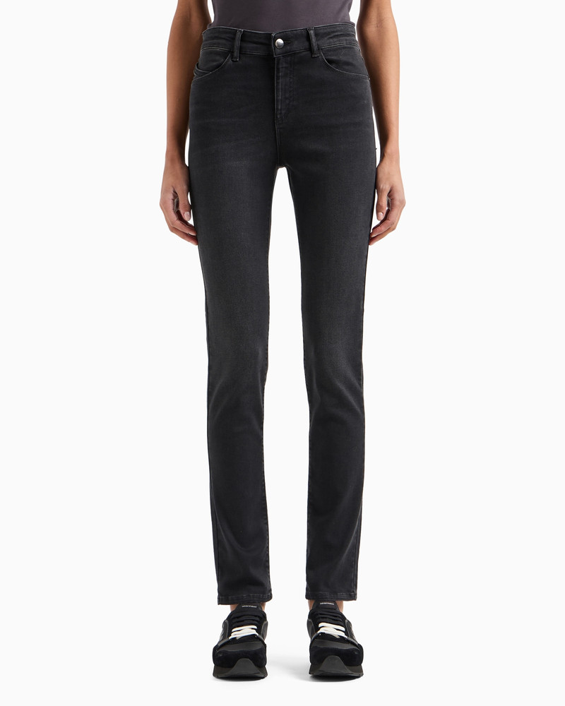 EMPORIO ARMANI J18 High-waisted skinny-fit stonewashed comfort-denim jeans outlook