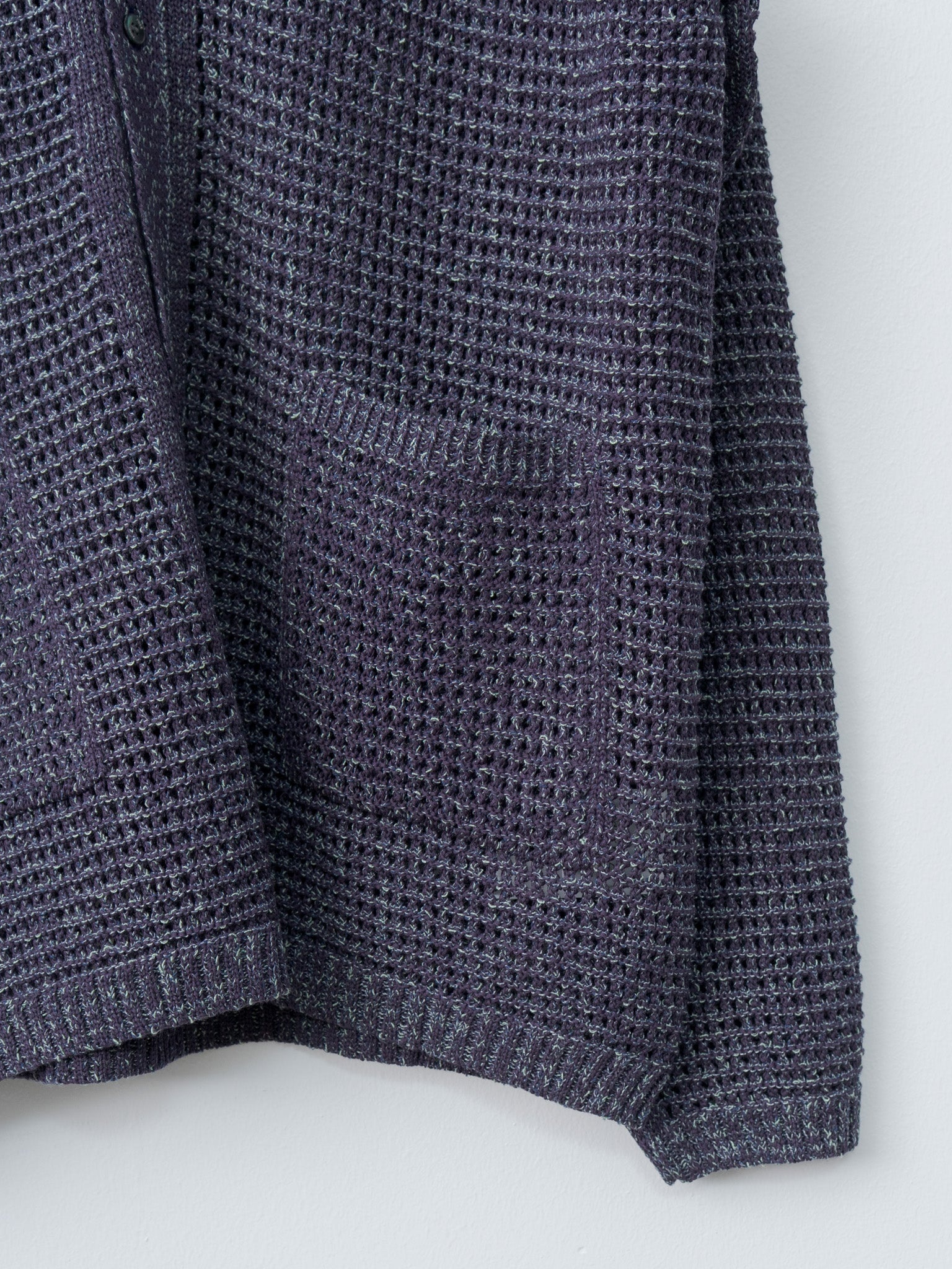Mesh Knitted Shirt Cardigan - Purple - 6